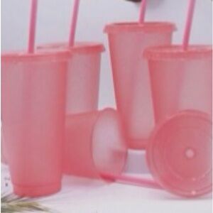 Set of 3 Pink Glitter Cups with Straws DIY